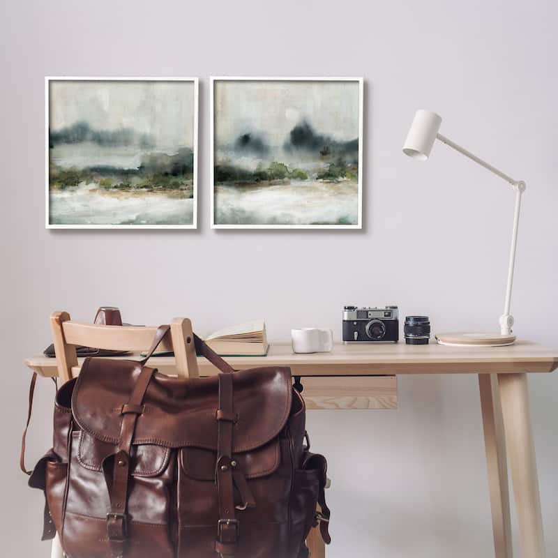 Stupell Somber Abstract Landscape Mountain Watercolor Details 2 Piece Framed Wall Art, Design by Carol Robinson