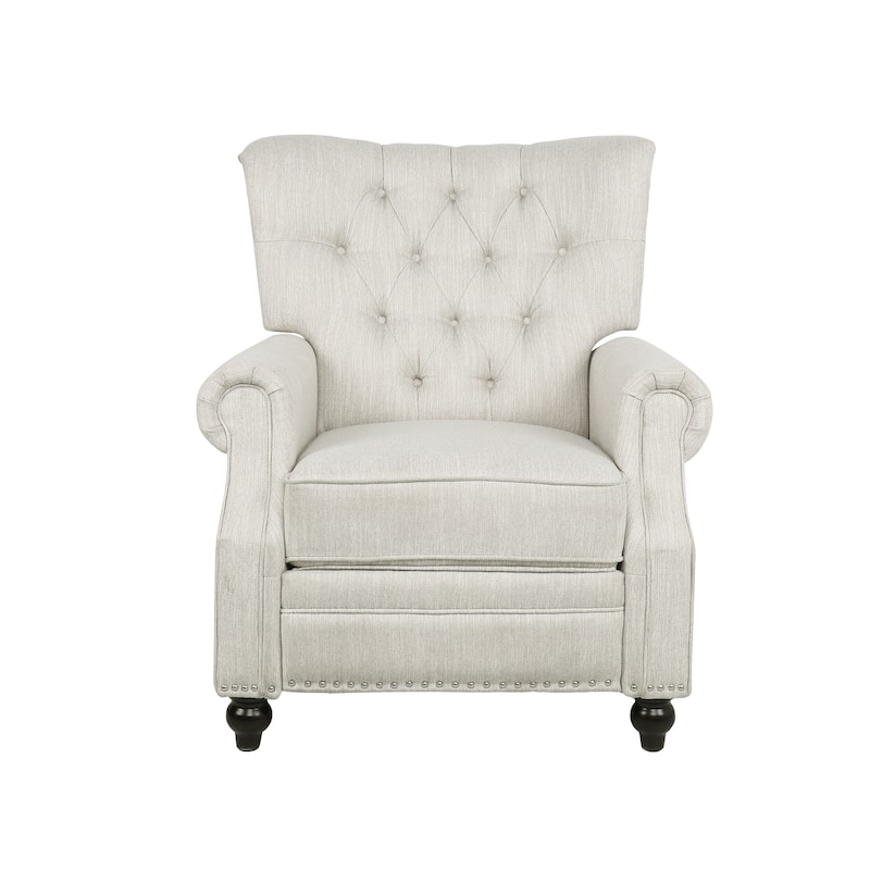 Button‑Tufted Push‑Back Recliner Chair with Nailhead & Rolled Arms