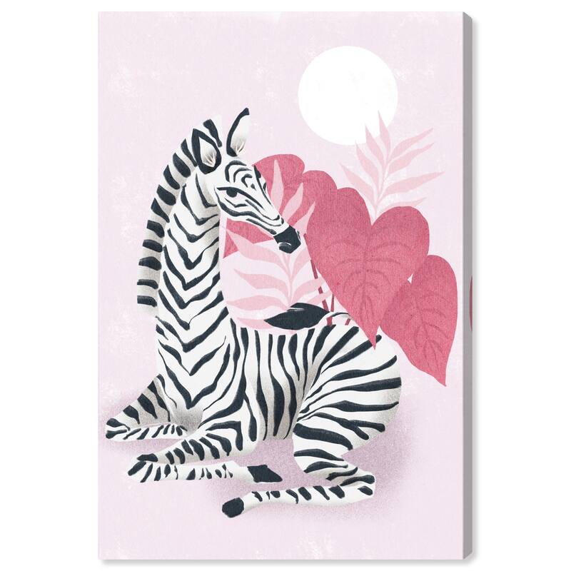 Wynwood Studio Canvas Animals Lounging Zebra Blush Pink and Modern & Contemporary Wall Art Canvas Print
