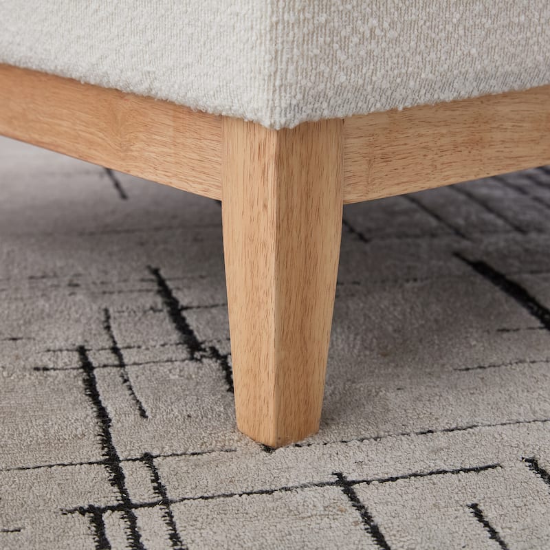 Roomfitters Storage Ottoman, Boucle Coffee Table Footstool with Reversible Lid and Wood Base for Living Room or Bedroom