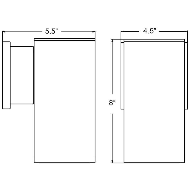 Access Lighting Bayside - LED Outdoor Square Cylinder Wall Fixture - Small - Frosted Glass Diffuser
