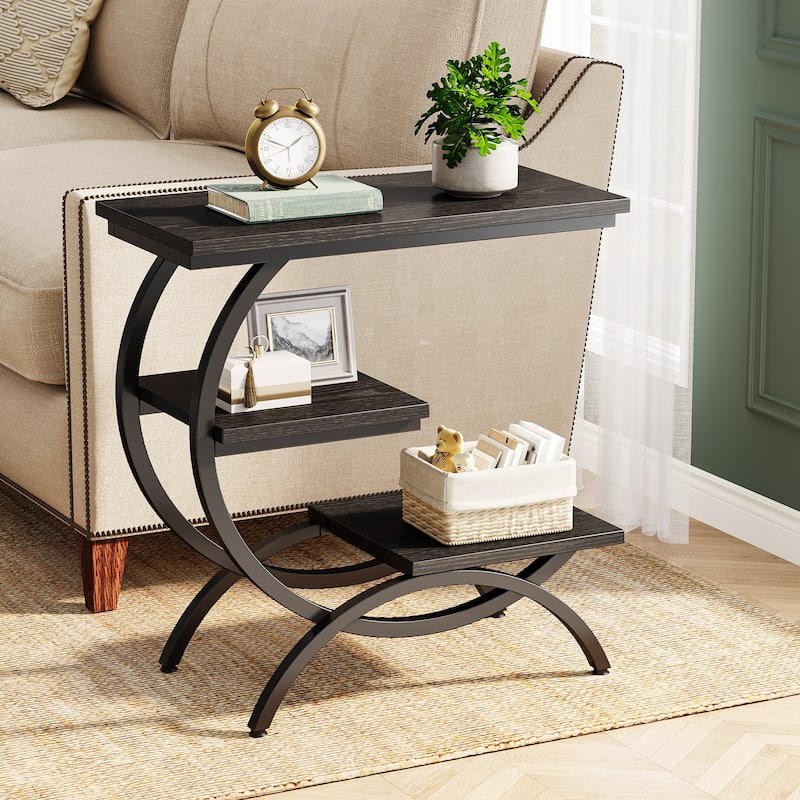 Industrial 3-Tier Small Side Table for Couch