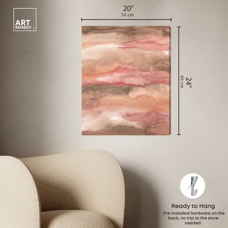 Art Remedy Loose Powder Gallery Wrapped Boho Abstract 1 Piece Canvas Wall Art
