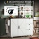 preview thumbnail 18 of 19, 54.5''W Farmhouse Mobile Kitchen Island with Power Outlet, Drop Leaf - Rolling Kitchen Cart with Storage for Dining Room
