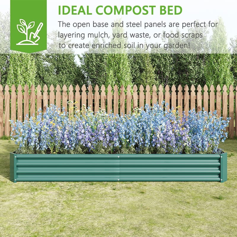 Outdoor Galvanized Metal Raised Garden Bed Kit - 7.6 x 3.7 x 1 ft