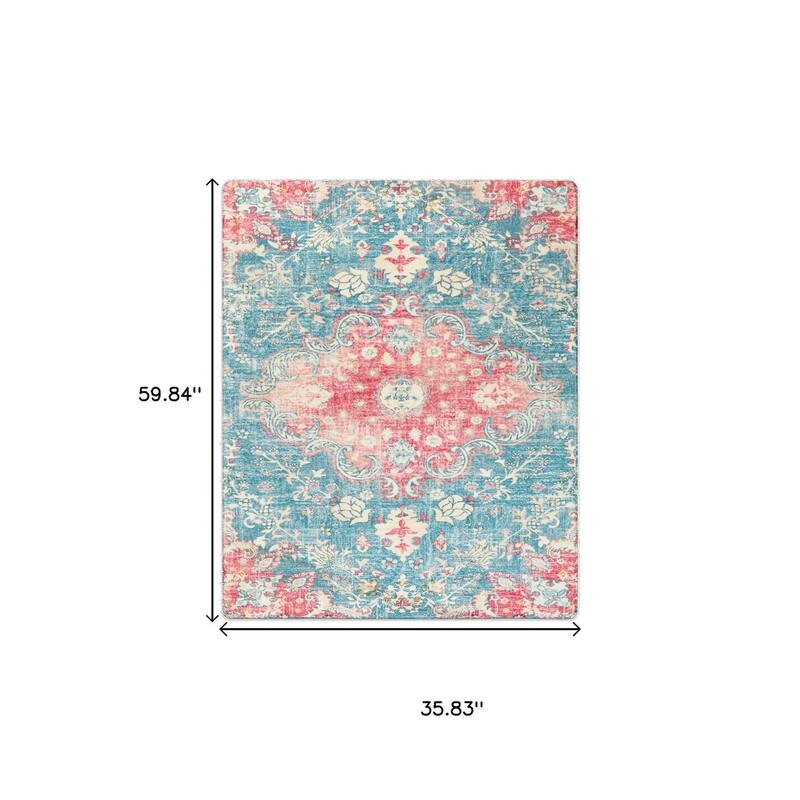 HomeRoots Medallion Traditional Rectangle Area Rug