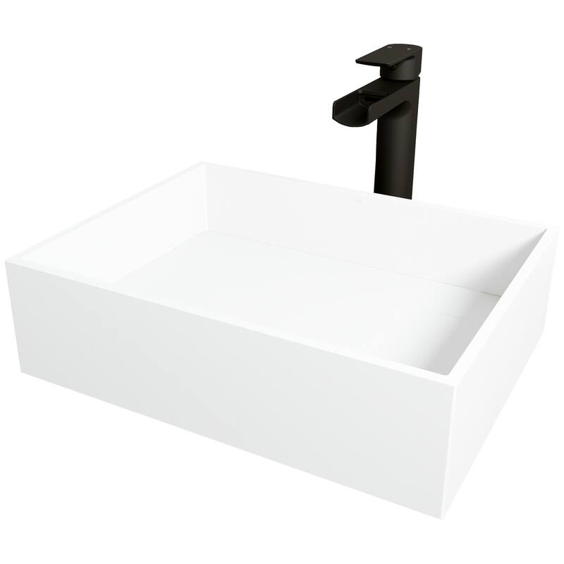 VIGO Montauk 17"L x 13"W MatteStone Vessel Sink and Amada 10"H Faucet Set