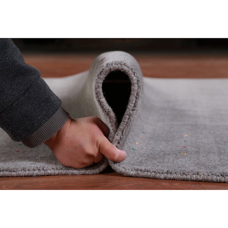 Hand Knotted Oriental 100% Wool Carpet Tribal Tribal Greys & Charcoal Gabbeh Area Rug - 8' 2'' X 5' 2''