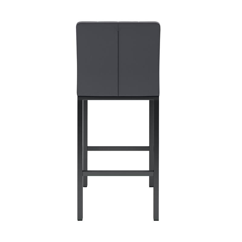 Modern High Bar Stools Set of 2, Kitchen Stool Island with PU Backrest, Gaming Chair with Metal Legs and Footstool