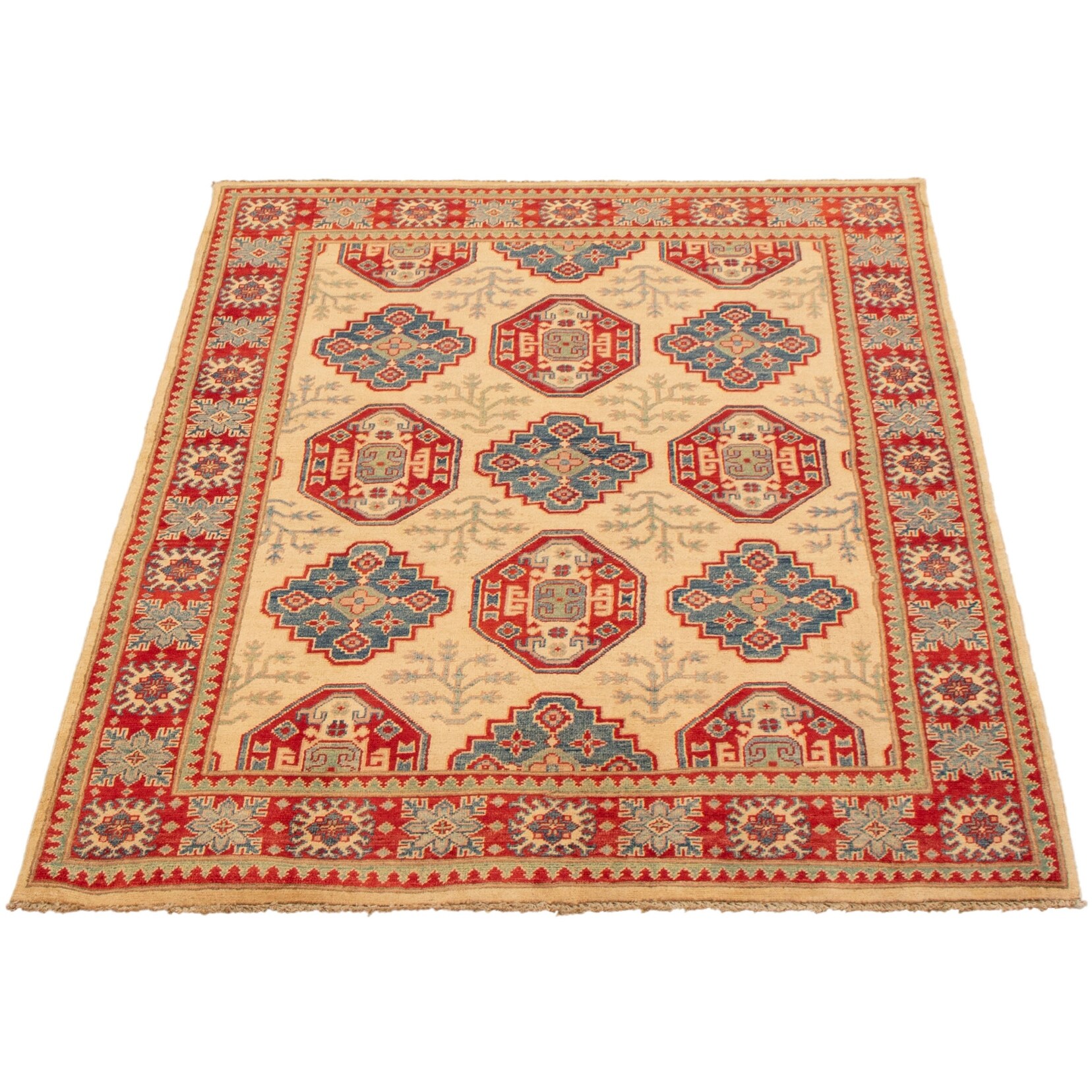 363850 Hand-Knotted Wool Rug eCarpet Gallery Area Rug for Living Room Bedroom Finest Ghazni Bordered Ivory Rug 5'2 x 6'4 363850 Hand-Knotted Wool Rug eCarpet Gallery Area Rug for Living Room Bedroom Finest Ghazni Bordered Ivory Rug 5'2 x 6'4