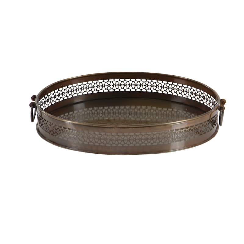 Metal Tray - Set of 2 Brown - Roche River Decor - 13"W x 17"L x 3"H