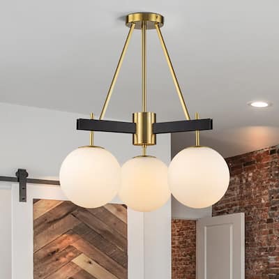 20.5 in. 3-Light Mid-century Modern Semi-Flush Mount Ceiling Light - 20.5"