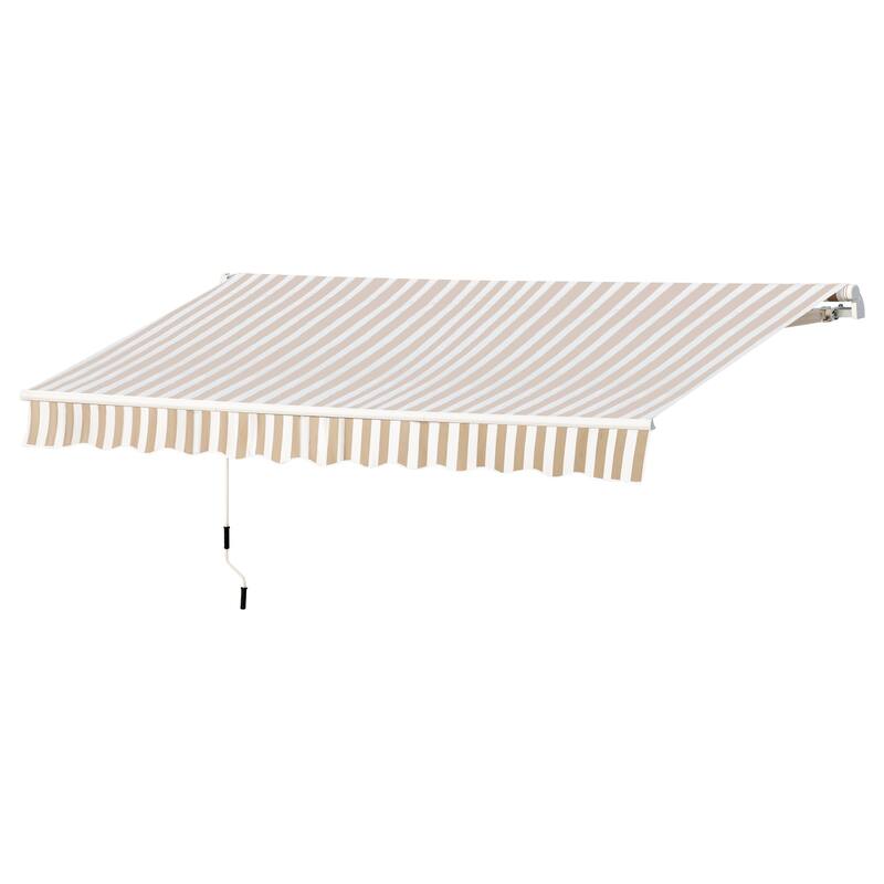 Outsunny 12' x 10' Retractable Awning Patio Awnings Sun Shade Shelter with Manual Crank Handle, 280g/m² UV