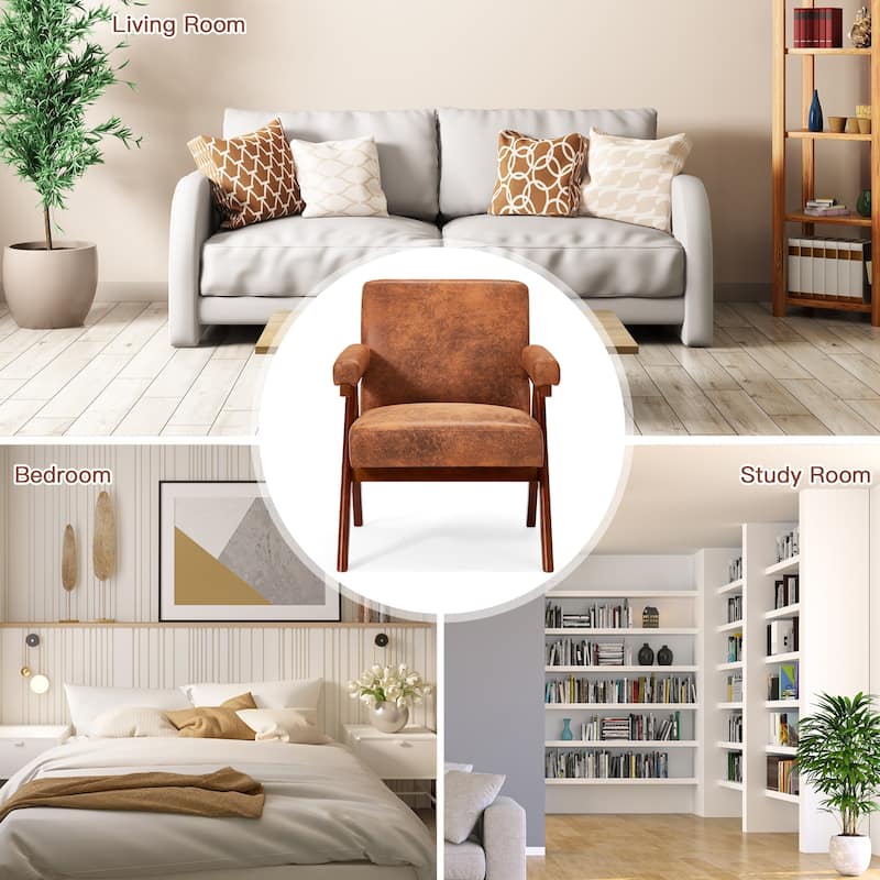 EROMMY Accent Chair, Mid Century Modern Sitting Chair with Solid Wood Frame, Armchair for Living Room Lounge Balcony