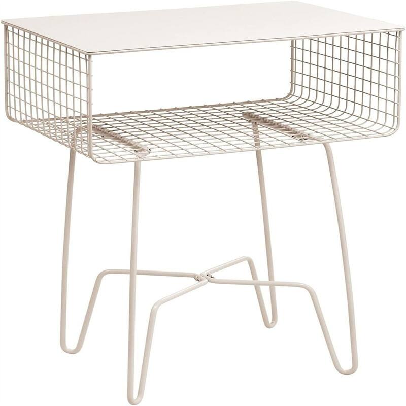 Steel Side Table Nightstand with Storage - 12.75"D x 17.4"W x 22.8"H