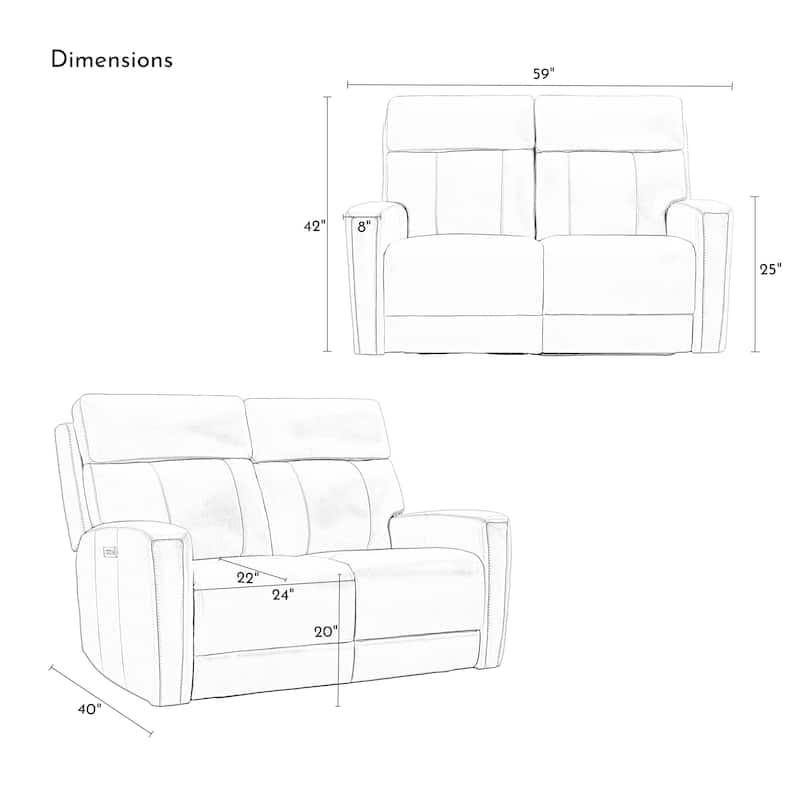 Genuine Leather Reclining Loveseat with Dual-Power Adjustable Headrest & Footrest, Zero Gravity, USB & USB-C Charging Ports