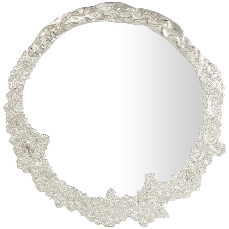 Aluminum Metal Abstract Wall Mirror with Unfinished Texture - Gold or Silver - Roche River Decor - Silver