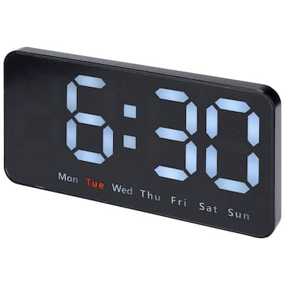 Digital Dual Alarm Clock, Big Numbers Display Dimmable Wall Clocks, Temperature, Day of Week, DST Desk Alarms 8.3x4.3x1.2 inch