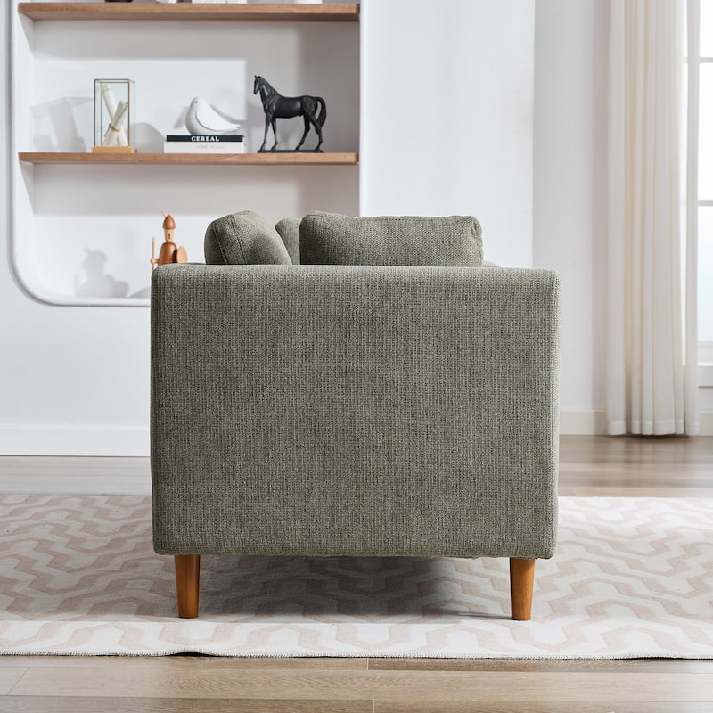 77.95"W Modern Double-Sided Upholstered Chaise Lounge, Sleeper Sofa Couch With 4 Throw Pillows, Daybed with Rubberwood Legs