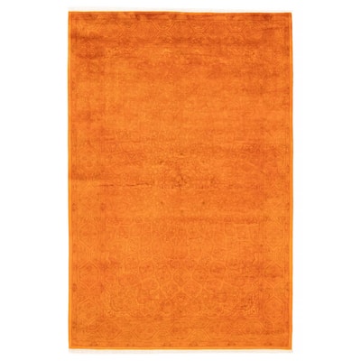 ECARPETGALLERY Hand-knotted Vibrance Orange Wool Rug - 6'0 x 9'1