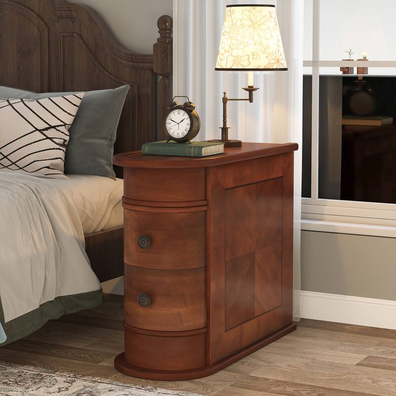 Wood End Table, Narrow Side Table Solid Side Table