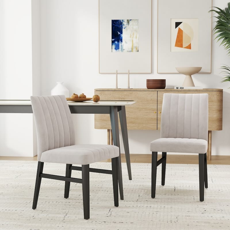 Contemporary Upholstered Dining Chairs, Set of 2 - Tan