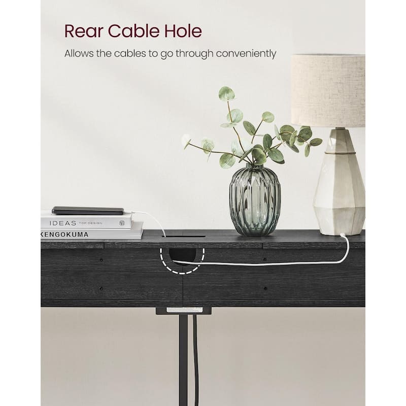 Charging Console Table with Outlets and USB Narrow Entryway Table for Hallway or Living Room
