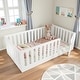 preview thumbnail 39 of 37, Queen Size Montessori Floor Bed with Door & High Fence, Solid Wood Low-Profile Sleep and Play Bed Frame Twin Size White - Twin