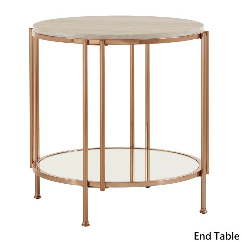 Celsus Champagne-gold Table Collection with Faux Marble Top by iNSPIRE Q Bold