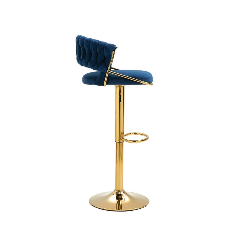 2/4 Set Velvet Adjustable Counter Stools Swivel Bar Stools With Backs - 24"-33"