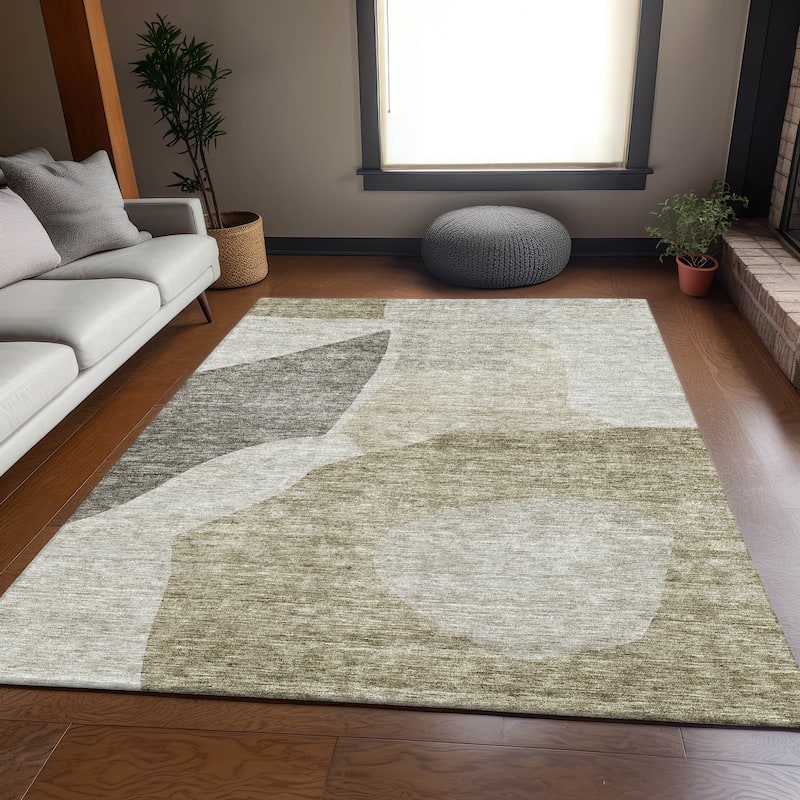 Premium Washable Super Soft Contemporary Geometric Mayfield Rug - Taupe - 3' x 5' - Rectangle