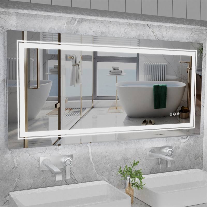 Smart LED Framless Illuminated Bathroom Mirror Anti-Fog Backlit - 42" x 20"