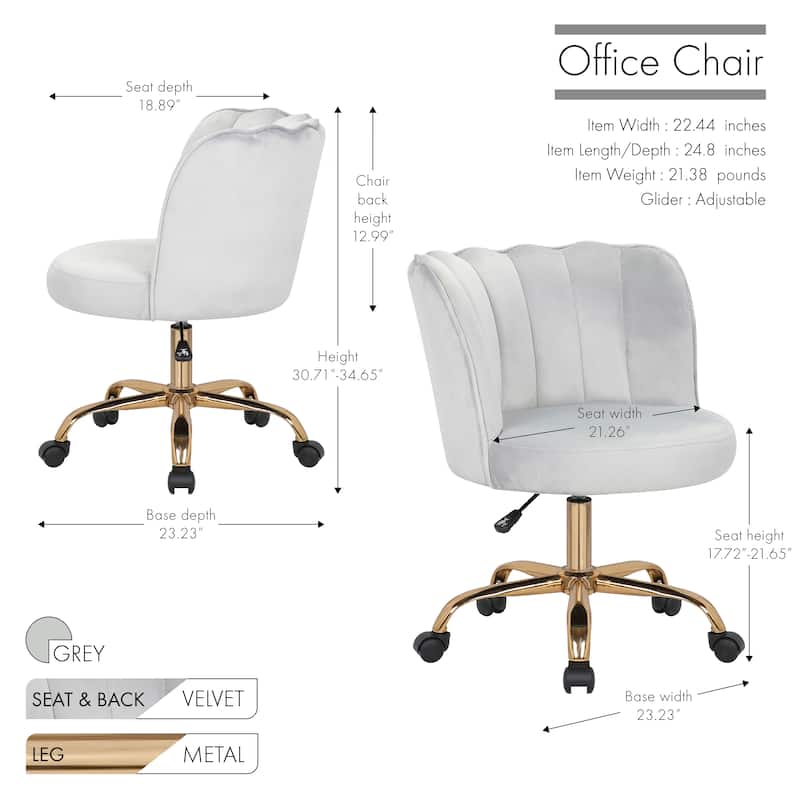Porthos Home Alma Velvet Swivel Office Chair