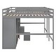 preview thumbnail 14 of 31, Double Loft Bed Twin Size with 2 Wardrobes and Storage Stairs, Wooden High Loftbed Frame for 2, for Kids Teens Adults Bedroom