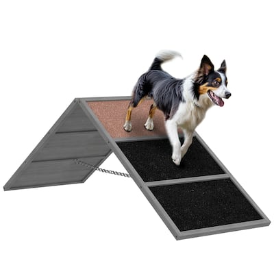 PawHut Dog Agility Equipment, Dog Playground Equipment with Non-slip Surface, A-frame, Agility Equipment Ramp, Gray
