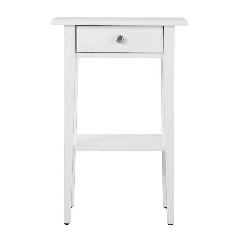 1-Drawer Wooden Nightstand with Open Shelf - 28" - White
