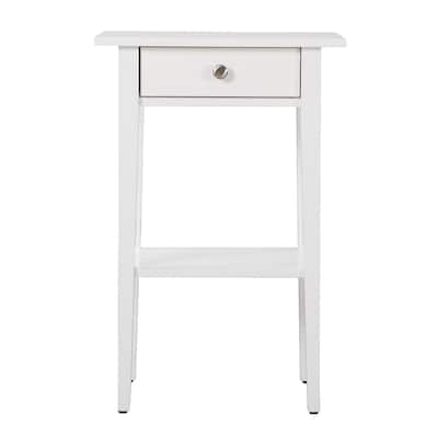 1-Drawer Wooden Nightstand with Open Shelf - 28" - White
