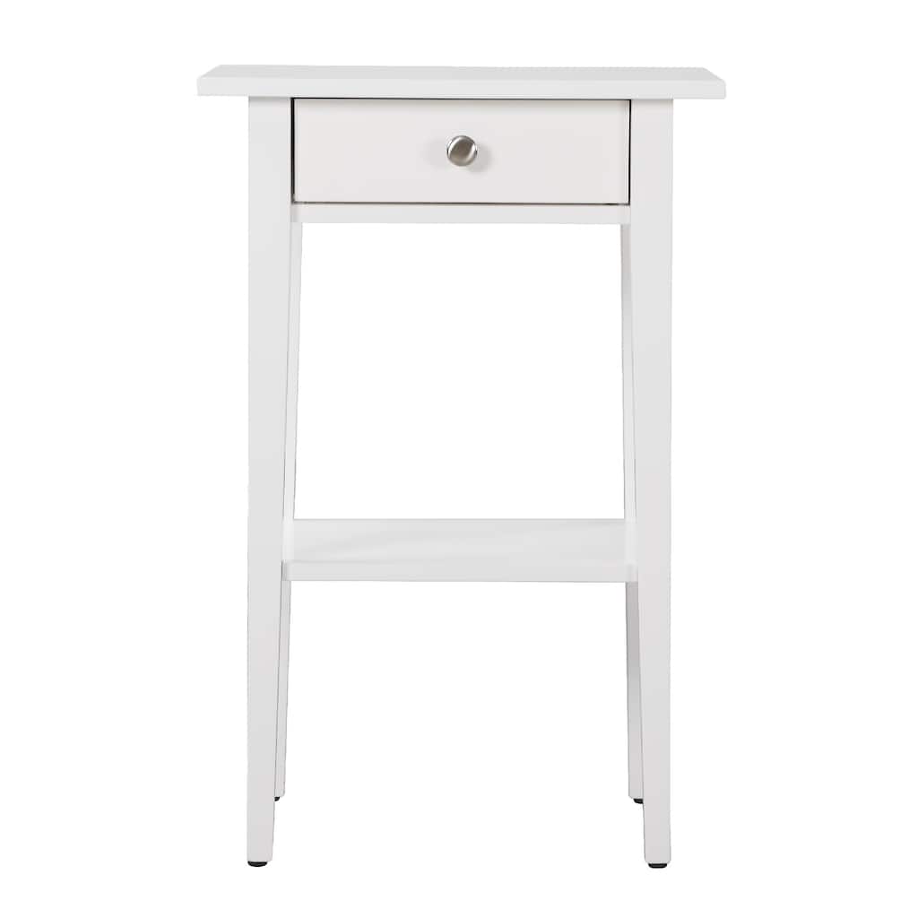 1-Drawer Wooden Nightstand with Open Shelf - 28" - White