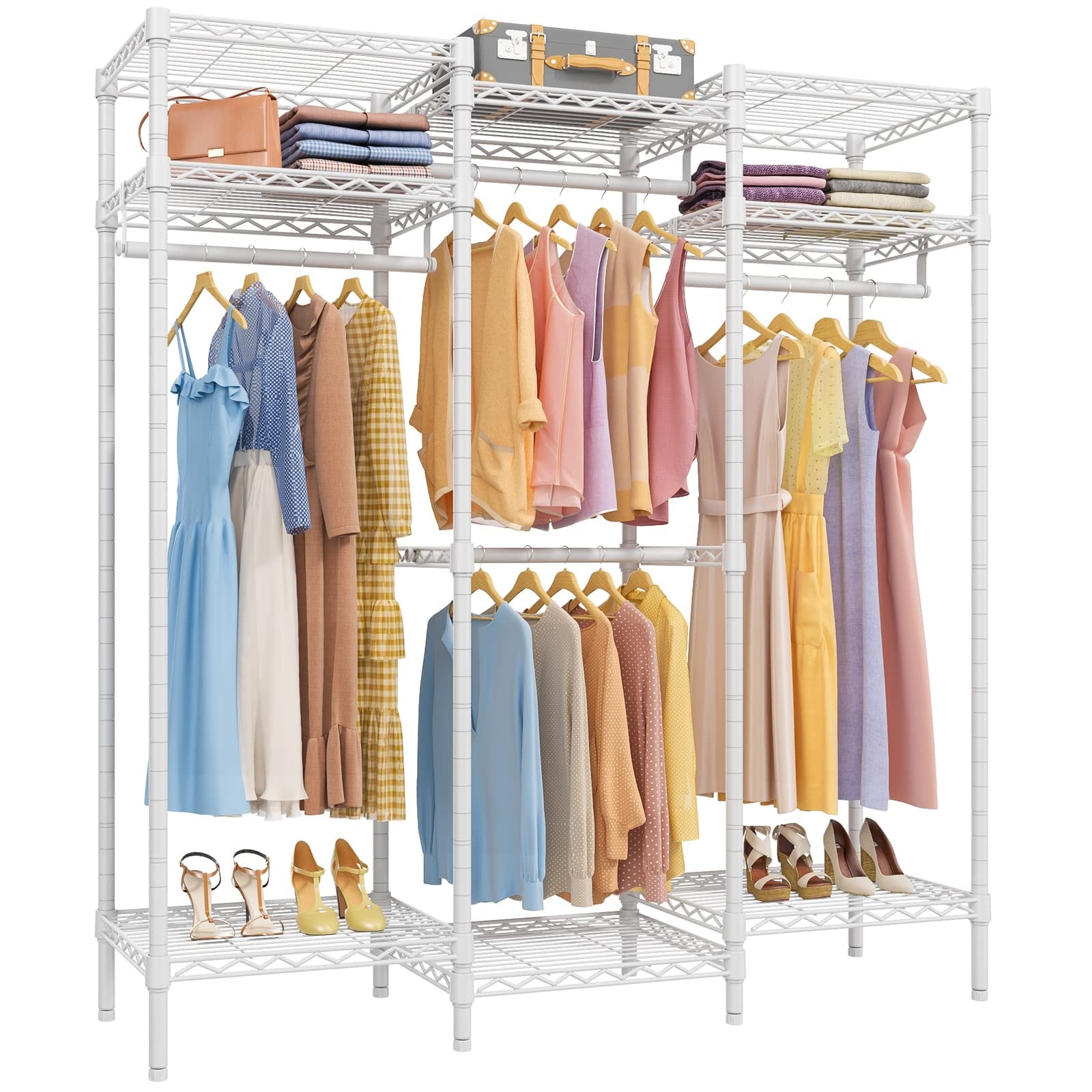 Garment Rack Heavy Duty Clothes Rack Free Standing Closet Organizer with  Shelves, Large Size Storage Rack with 4 hanging Rods - Bed Bath & Beyond -  34502385