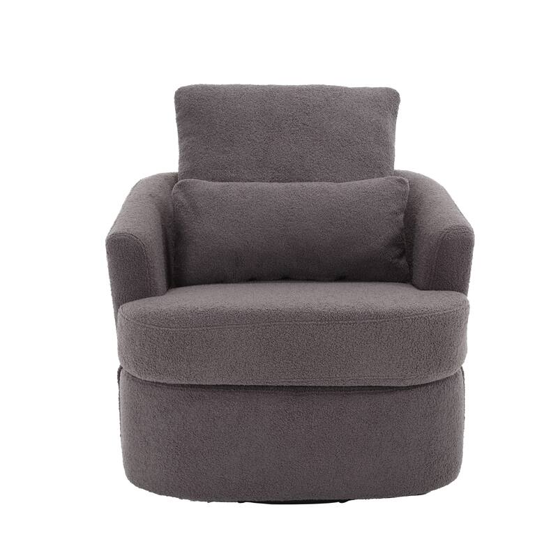 Comfy Round Accent Sofa Chair for Living Room, 360 Degree Swivel Barrel Club Chair for Nursery, Hotel, Bedroom, Office, Lounge