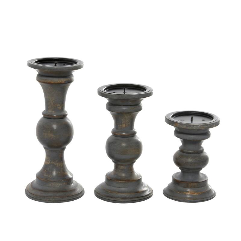 Wood Country Cottage Candle Holder (Set of 3)
