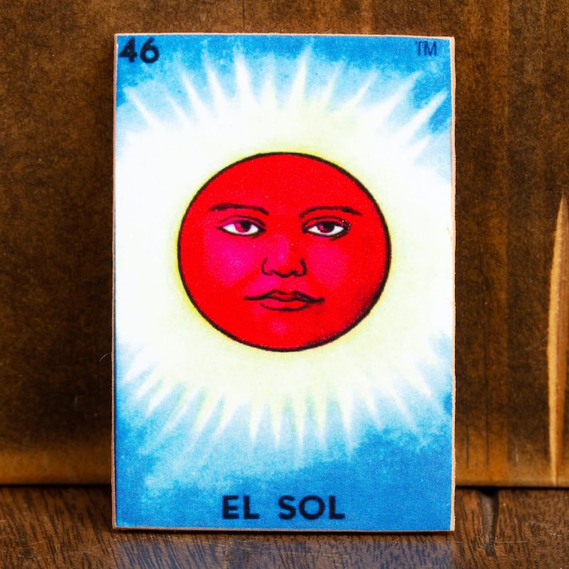 Novica Handmade Burning Sun Decoupage Wood Magnet