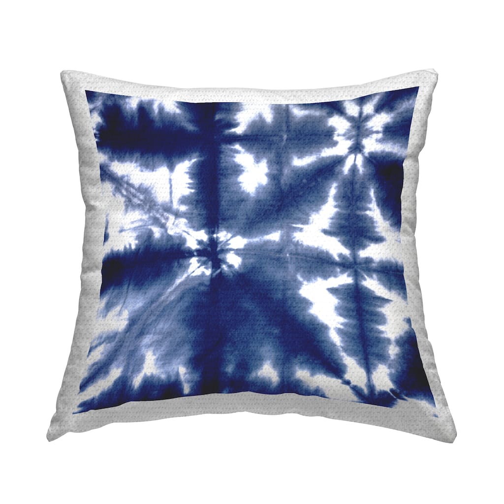 Stupell Symmetrical Blue Tie Dye Effect Printed Outdoor Throw Pillow Design by Ellie Roberts