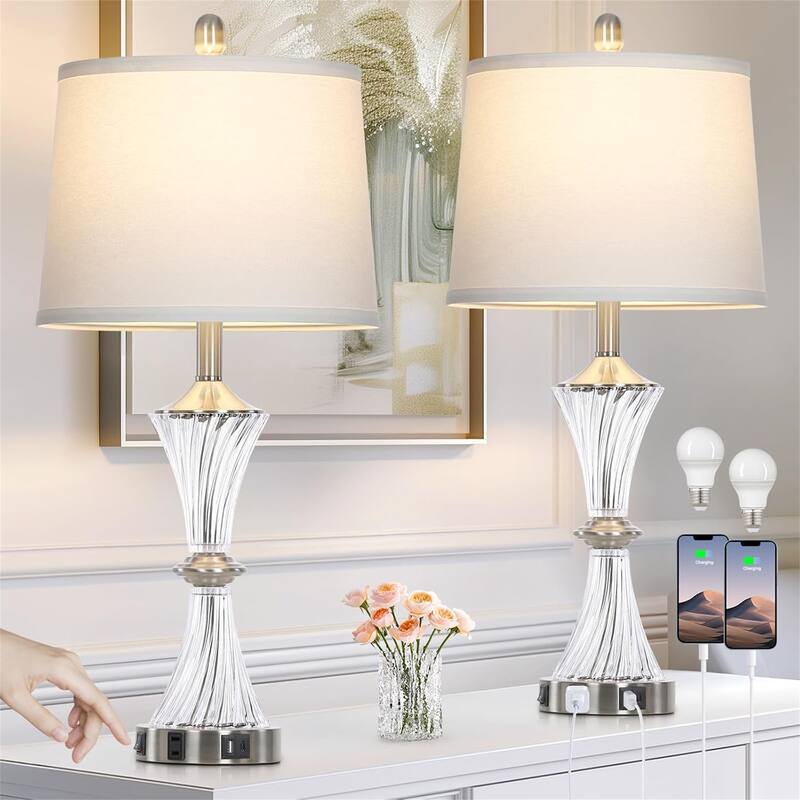 Modern Gold Lamps for Night Stands Bedroom Living Room - silver