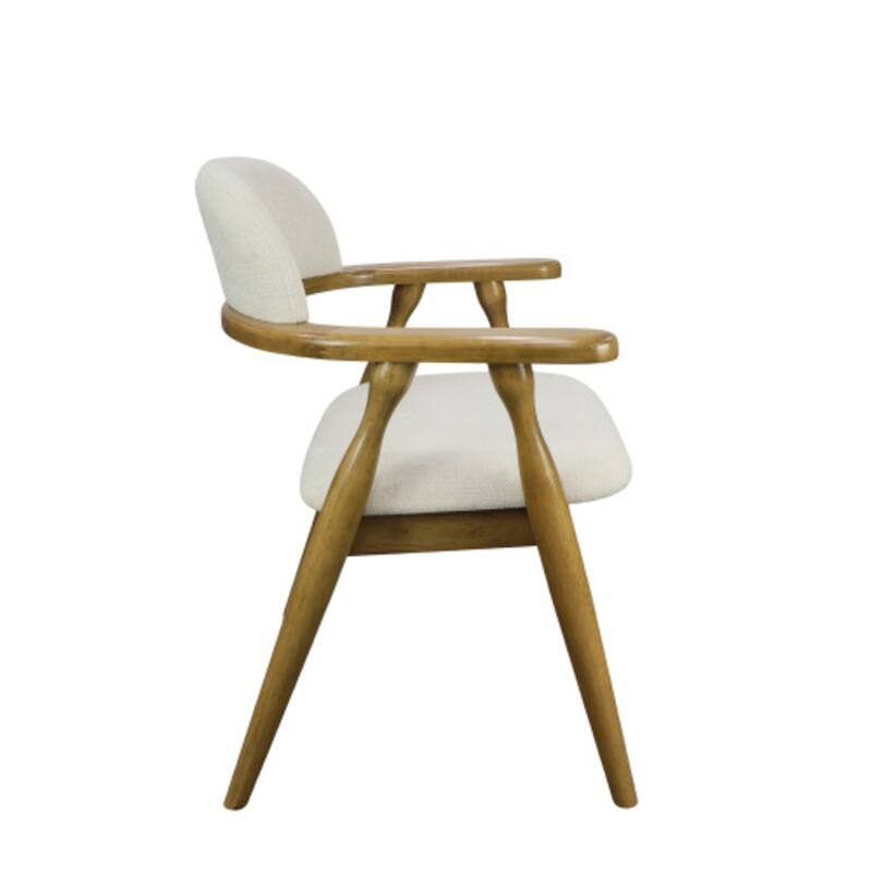 Christopher Knight Home - Mid-Cenutry Farmhouse Upholstered Wood Dining Chairs with Curved Backrest and Armrest, Set of 2