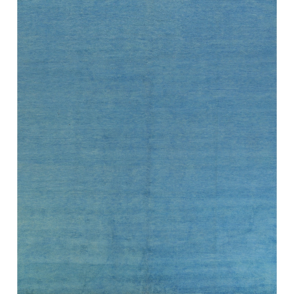 Hand Knotted Oriental 100% Wool Carpet Modern Solid Navy Blue & Blues Gabbeh Area Rug - 9' 9'' X 9' 9''
