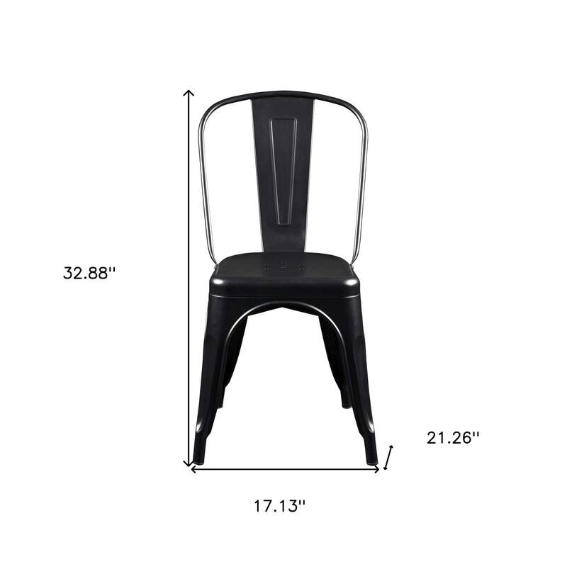 HomeRoots Set of Four Black Steel Dining Side Chairs - 17.13' X '32.88' X '21.26