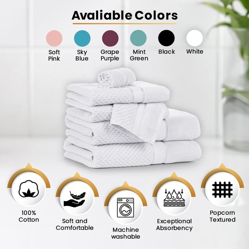 Hand Towel Popcorn Textured- Quick Drying 18 X 28 Inch by Ample Decor