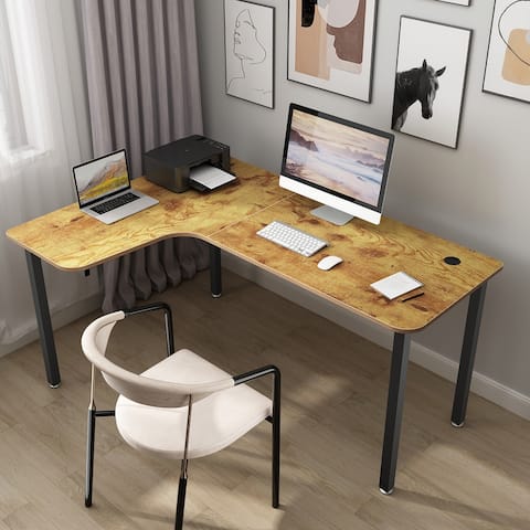 Eureka 60" Industrial Writing Desk Large L-Shaped Corner Computer Desk
