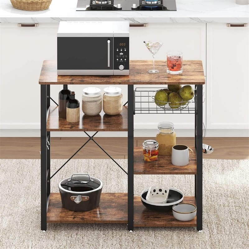 3-Tier Kitchen Baker's Rack Storage Cart Workstation Shelf - 15.7"D x 35.4"W x 32.7"H